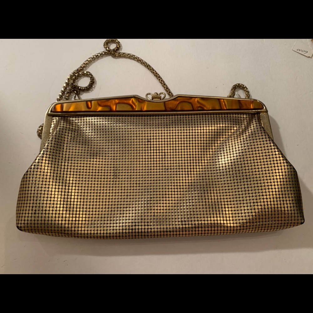 Vintage gold and tortoise clutch